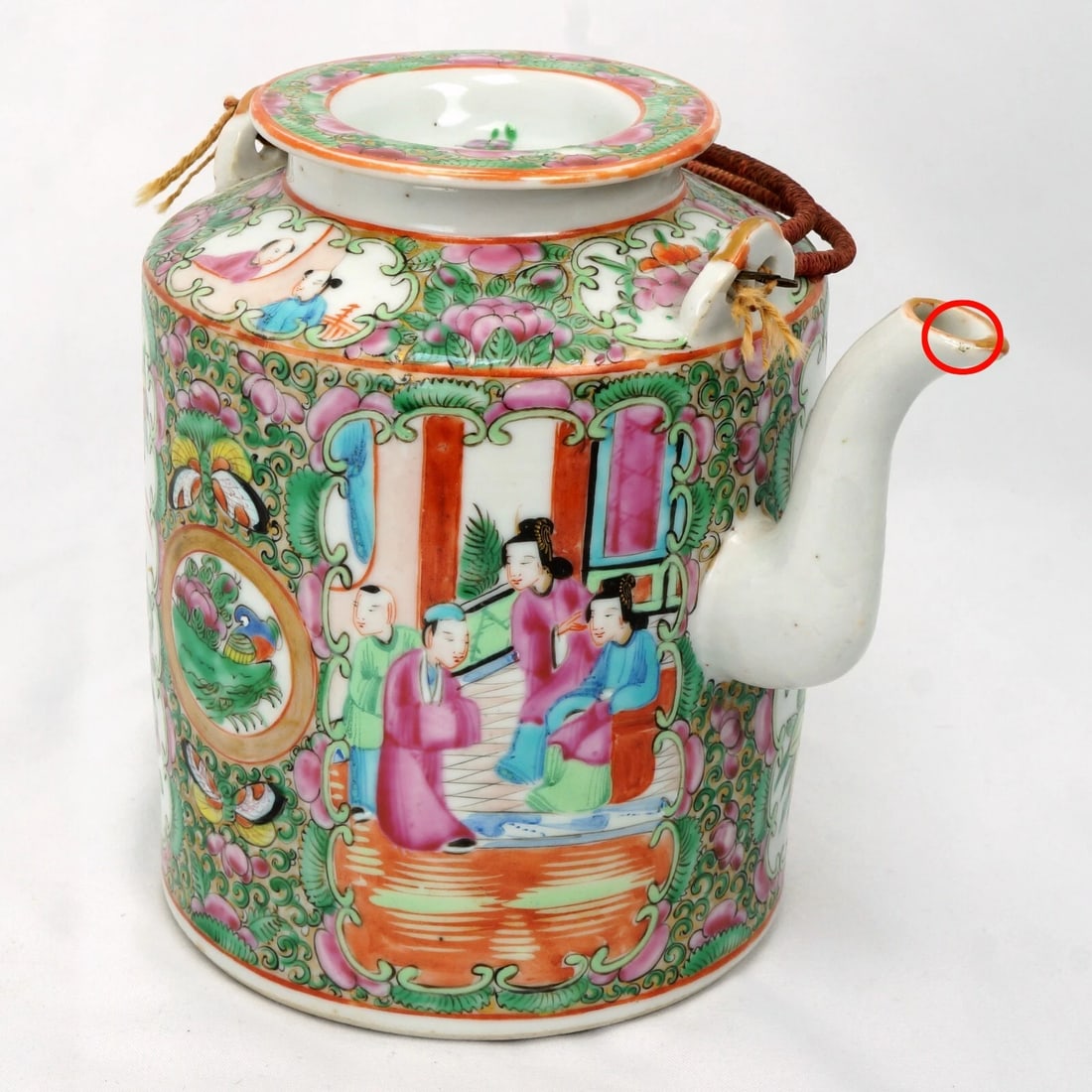 Chinese Mid-19th C Rose Mandarin Teapot - 6