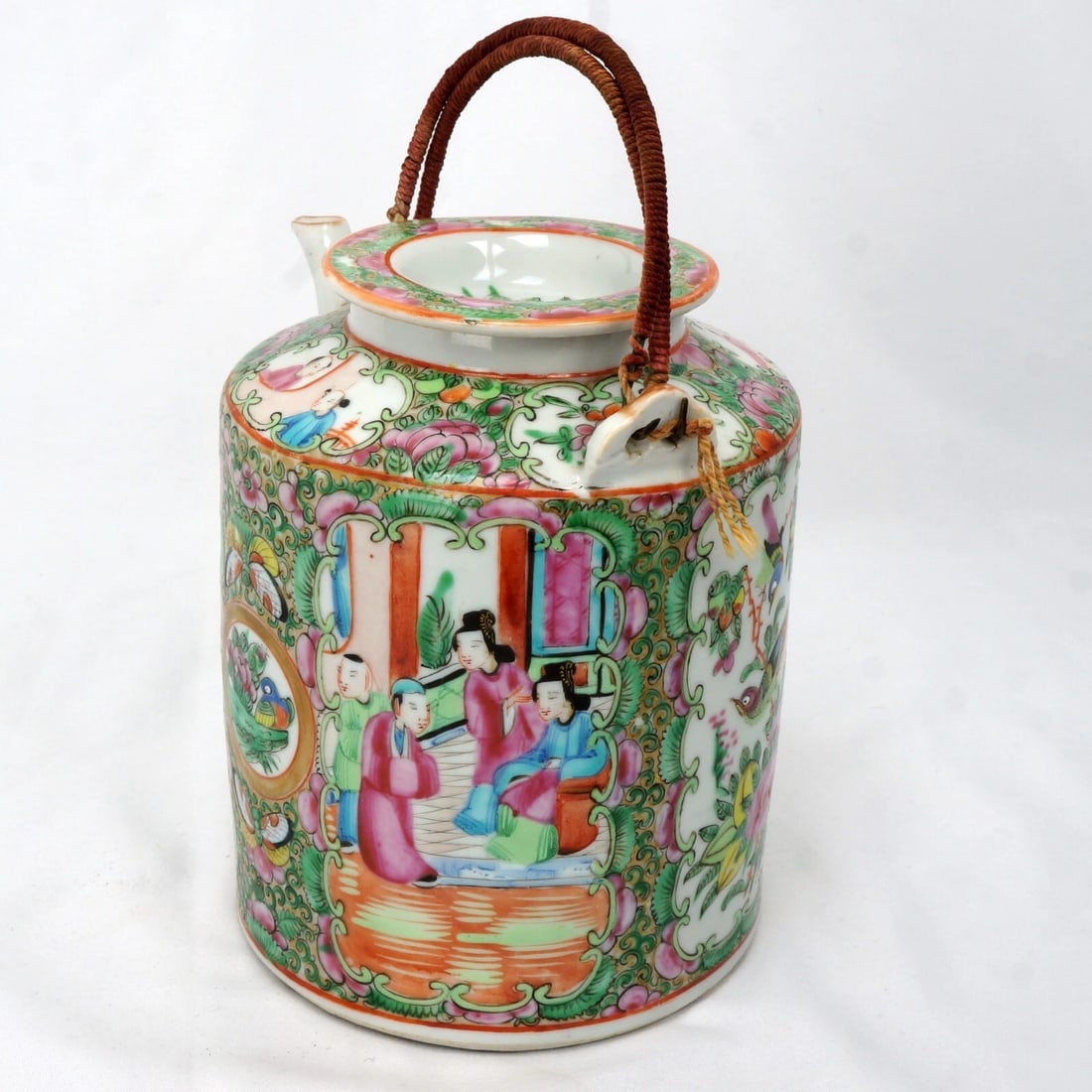 Chinese Mid-19th C Rose Mandarin Teapot - 9