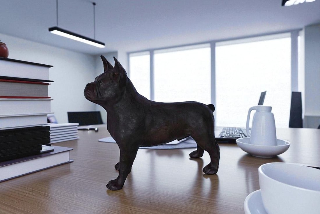 French Bulldog Standing Made of Bronze Statue - Size: 9"L x 20"W x 18"H. - 12