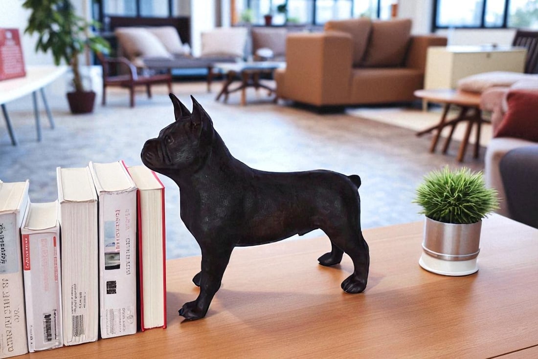French Bulldog Standing Made of Bronze Statue - Size: 9"L x 20"W x 18"H. - 2