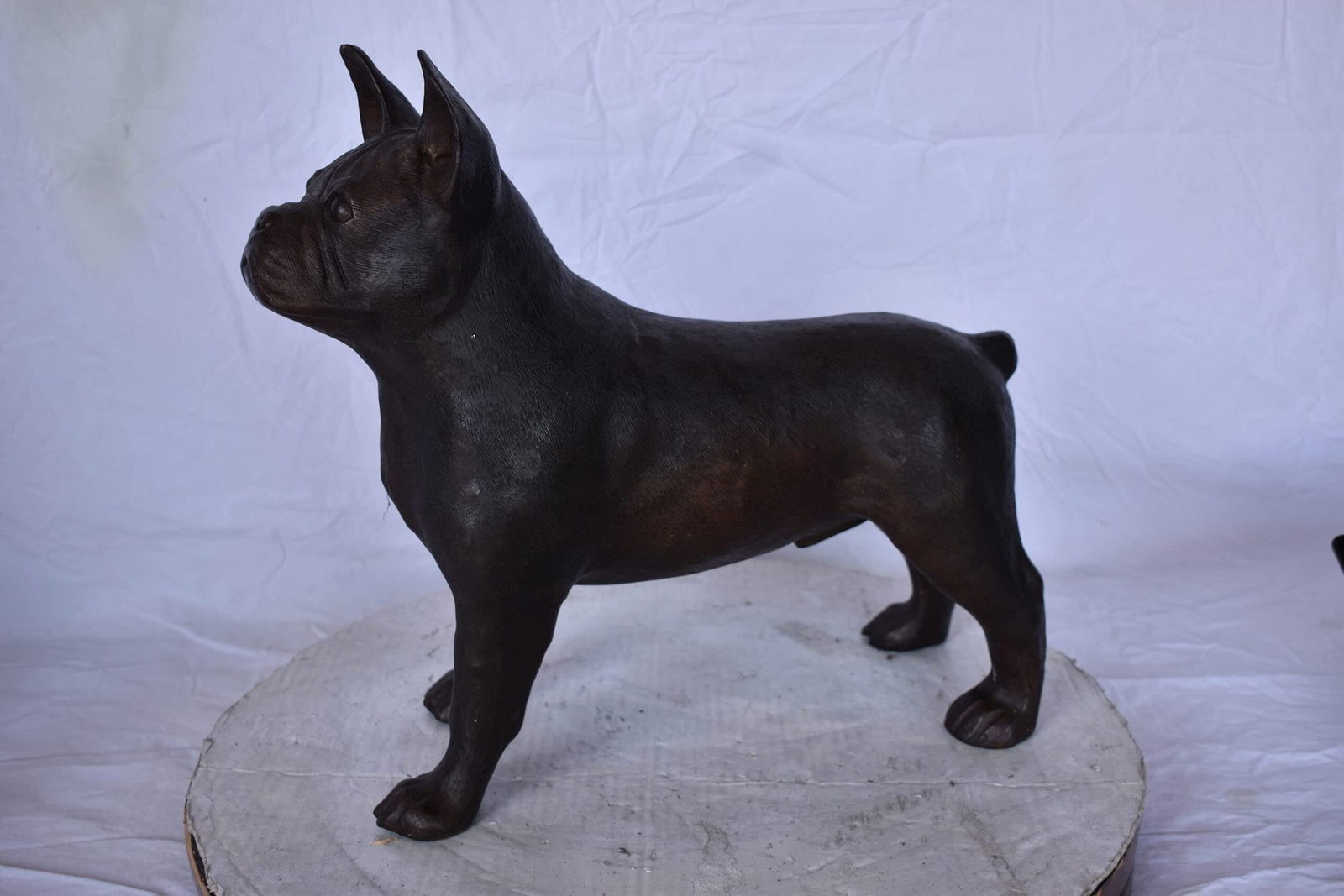 French Bulldog Standing Made of Bronze Statue - Size: 9"L x 20"W x 18"H. - 3