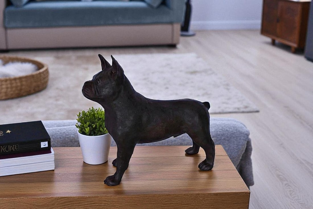 French Bulldog Standing Made of Bronze Statue - Size: 9"L x 20"W x 18"H. - 4