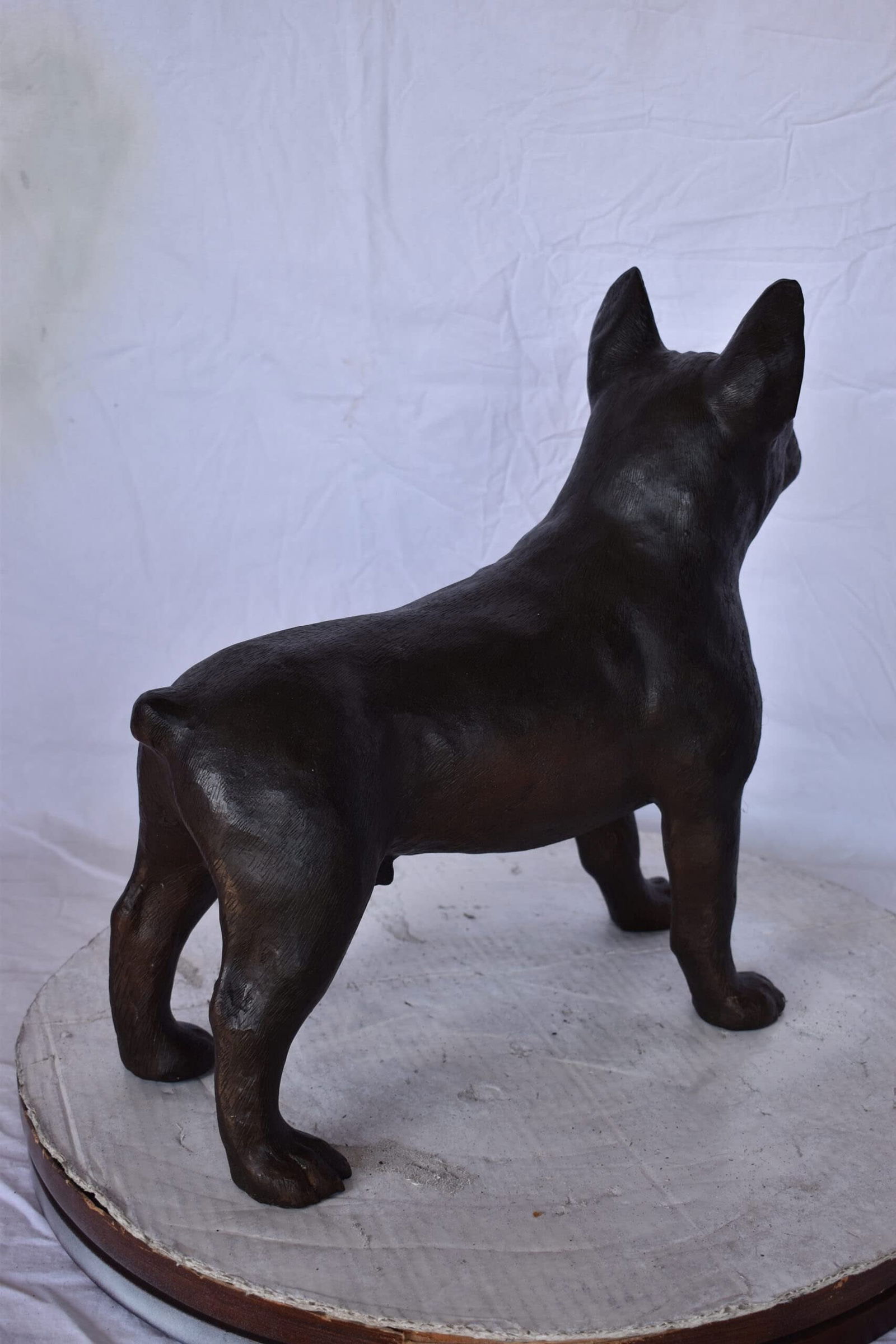 French Bulldog Standing Made of Bronze Statue - Size: 9"L x 20"W x 18"H. - 9