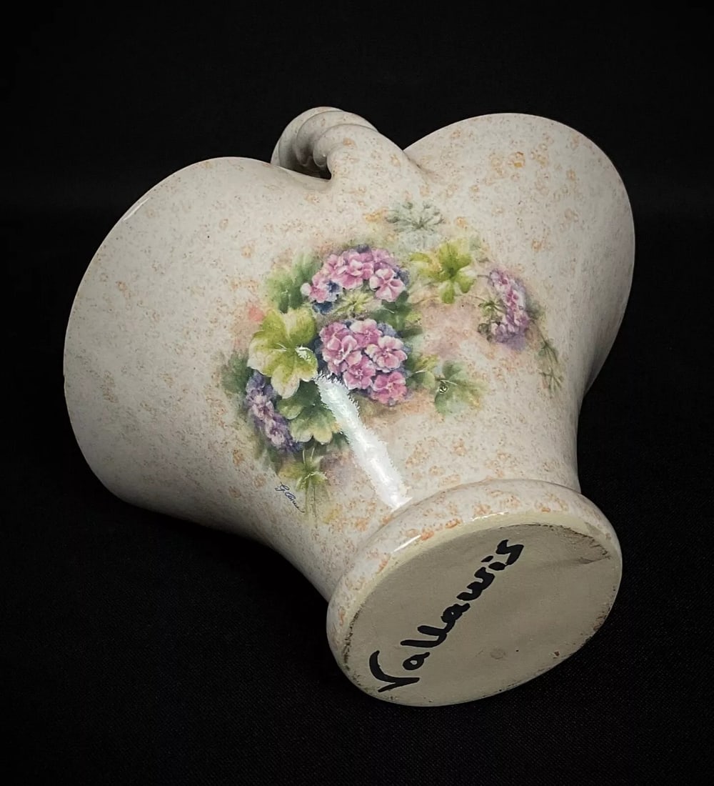 Charming 20th Century Small Floral Ceramic Basket Signed Vallauris - 10
