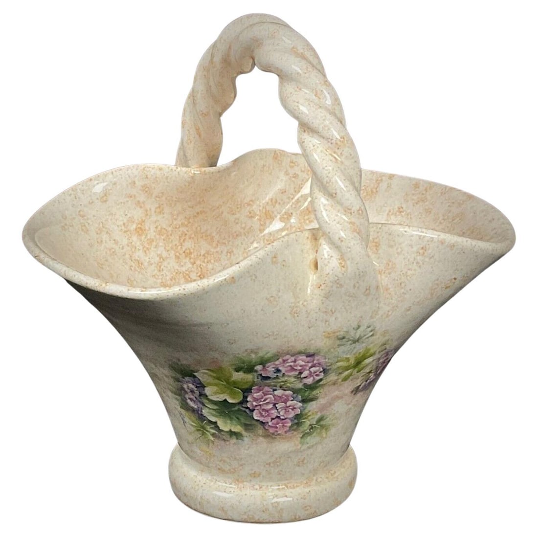 Charming 20th Century Small Floral Ceramic Basket Signed Vallauris (1 of 10)