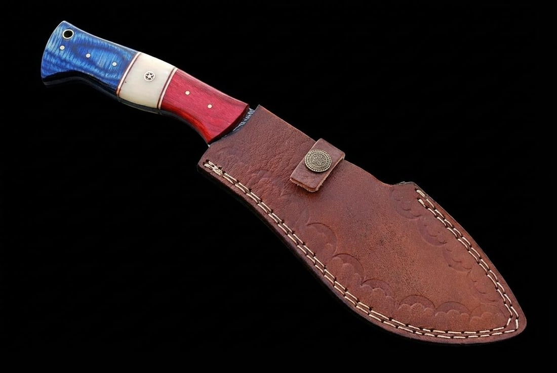 Hand Forged Damascus Steel Kukri Knife 12" Hunting Blade with Bone Handle - 5