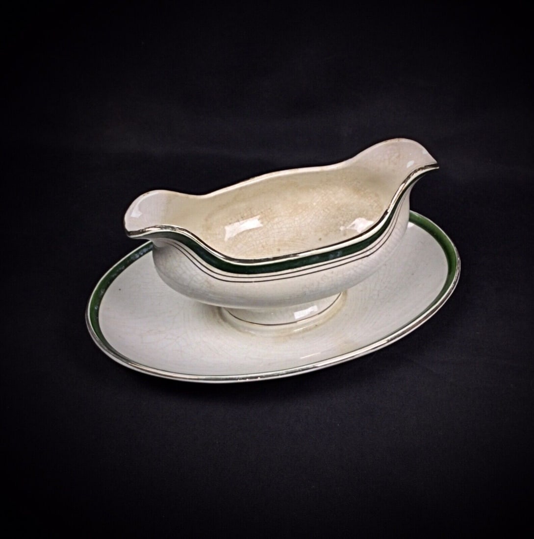 Vintage Digoin Sarreguemines Gravy Boat – Floral Design - 2