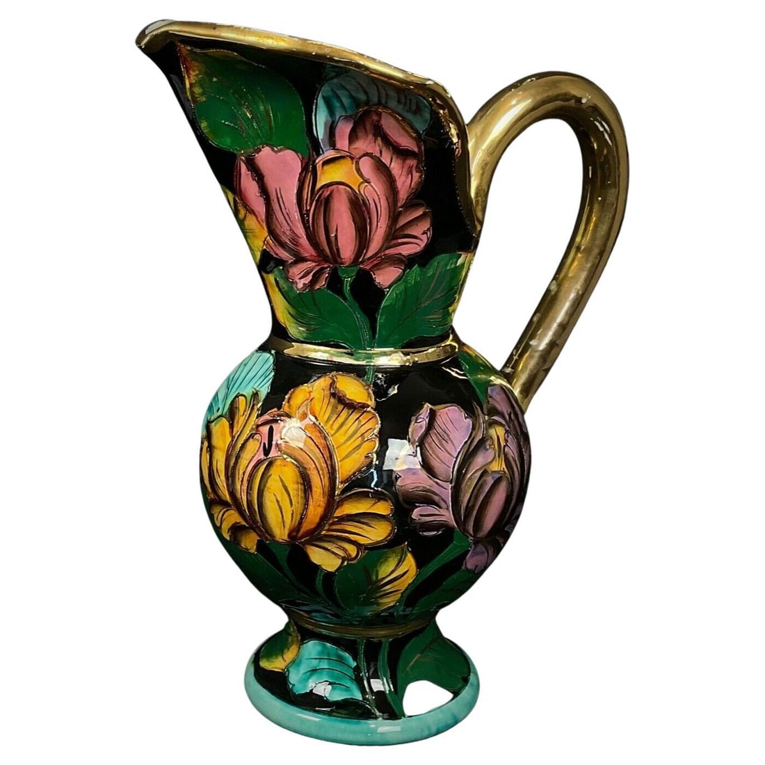 Rare 20th Century Large Hand-Painted Ceramic Carafe Signed Vallauris (1 of 9)