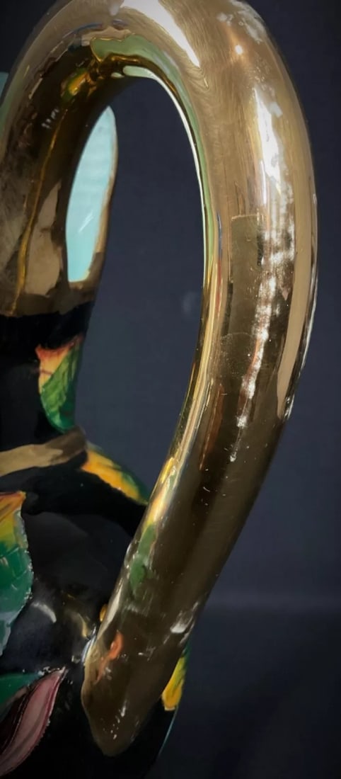 Rare 20th Century Large Hand-Painted Ceramic Carafe Signed Vallauris - 4