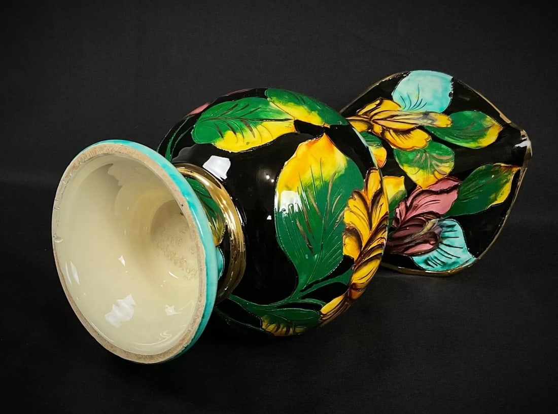 Rare 20th Century Large Hand-Painted Ceramic Carafe Signed Vallauris - 8