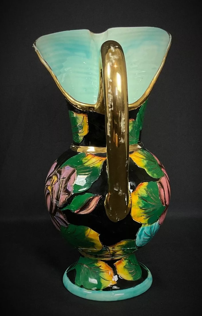 Rare 20th Century Large Hand-Painted Ceramic Carafe Signed Vallauris - 9