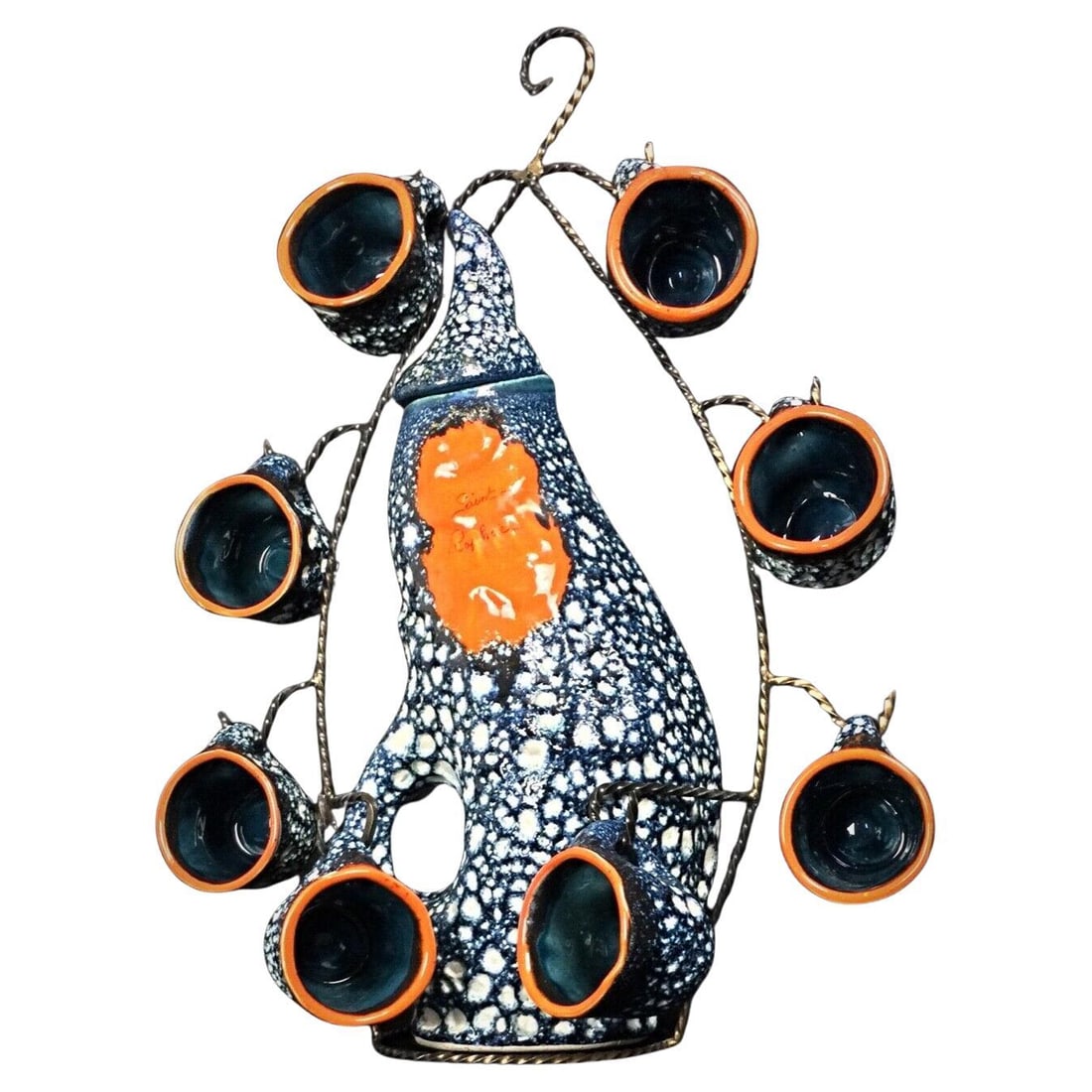 Vintage Ceramic Liquor Set Signed Vallauris "Écume de Mer" Saint Raphaël (1 of 8)