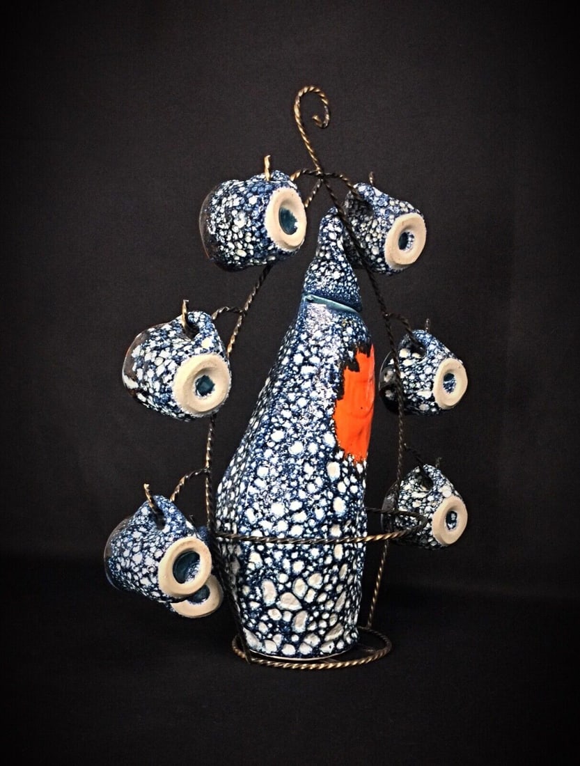 Vintage Ceramic Liquor Set Signed Vallauris "Écume de Mer" Saint Raphaël - 4