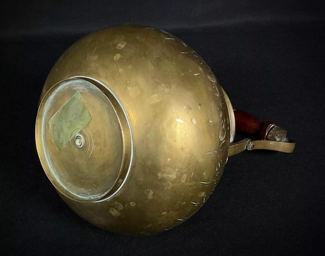 Vintage Brass Teapot with Etched Design, Indian, 20th Century - 7
