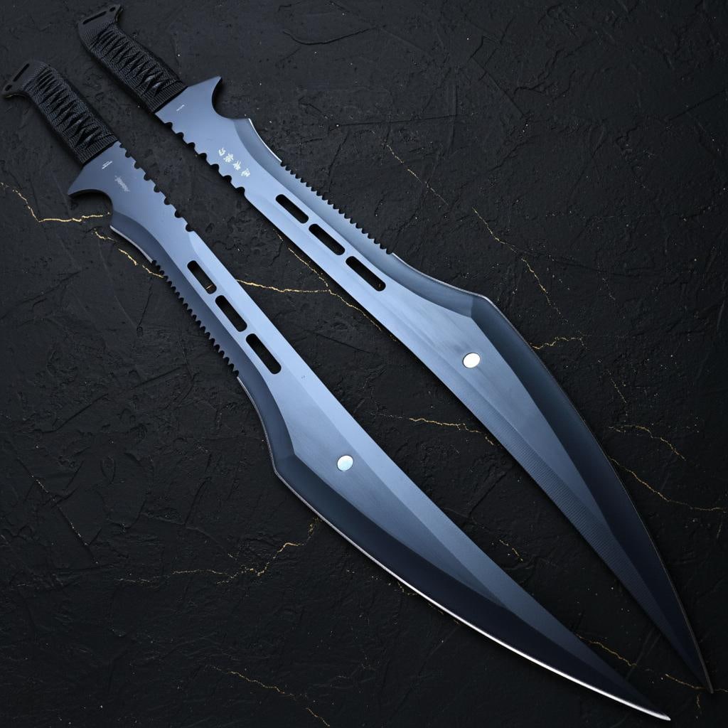 Twin Ninja Katana Sword Set 27.5" Tactical Combat Machete Fixed Blades - 3