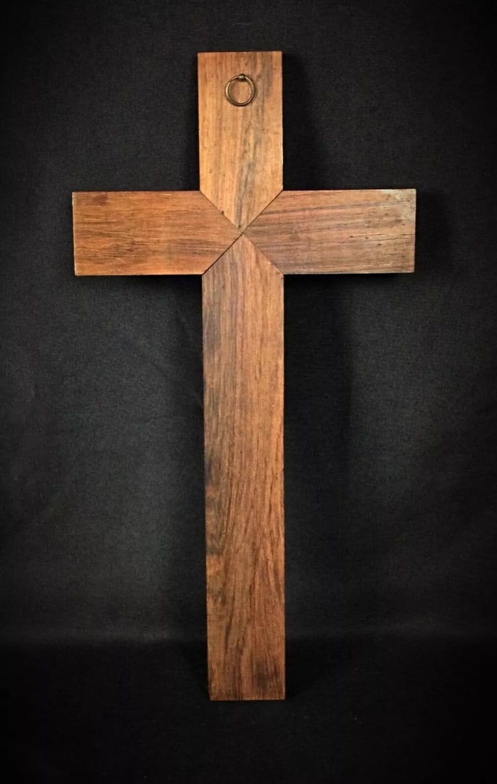 Large 20th Century Crucifix in Regule and Wood - Esoteric Religious Deco - 7