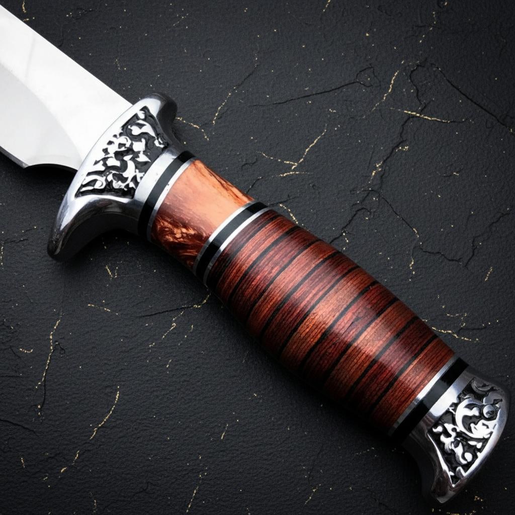 Bowie Style Hunting Knife with Leather Sheath, 10.25" Fixed Blade for Camping & Survival - 3