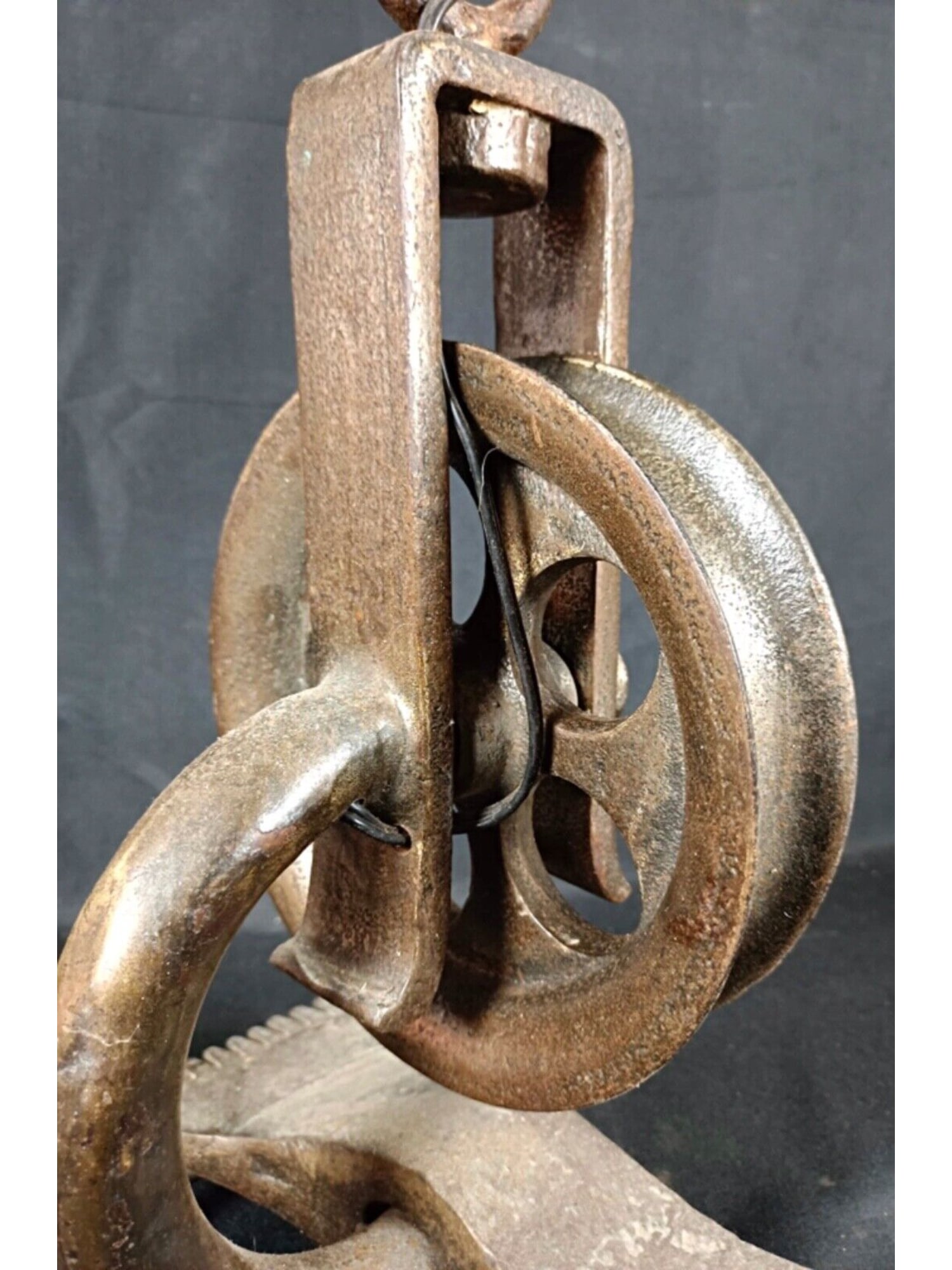 Vintage 20th Century Metal Lampshade Base with Functional Pulley - 1940s - 3