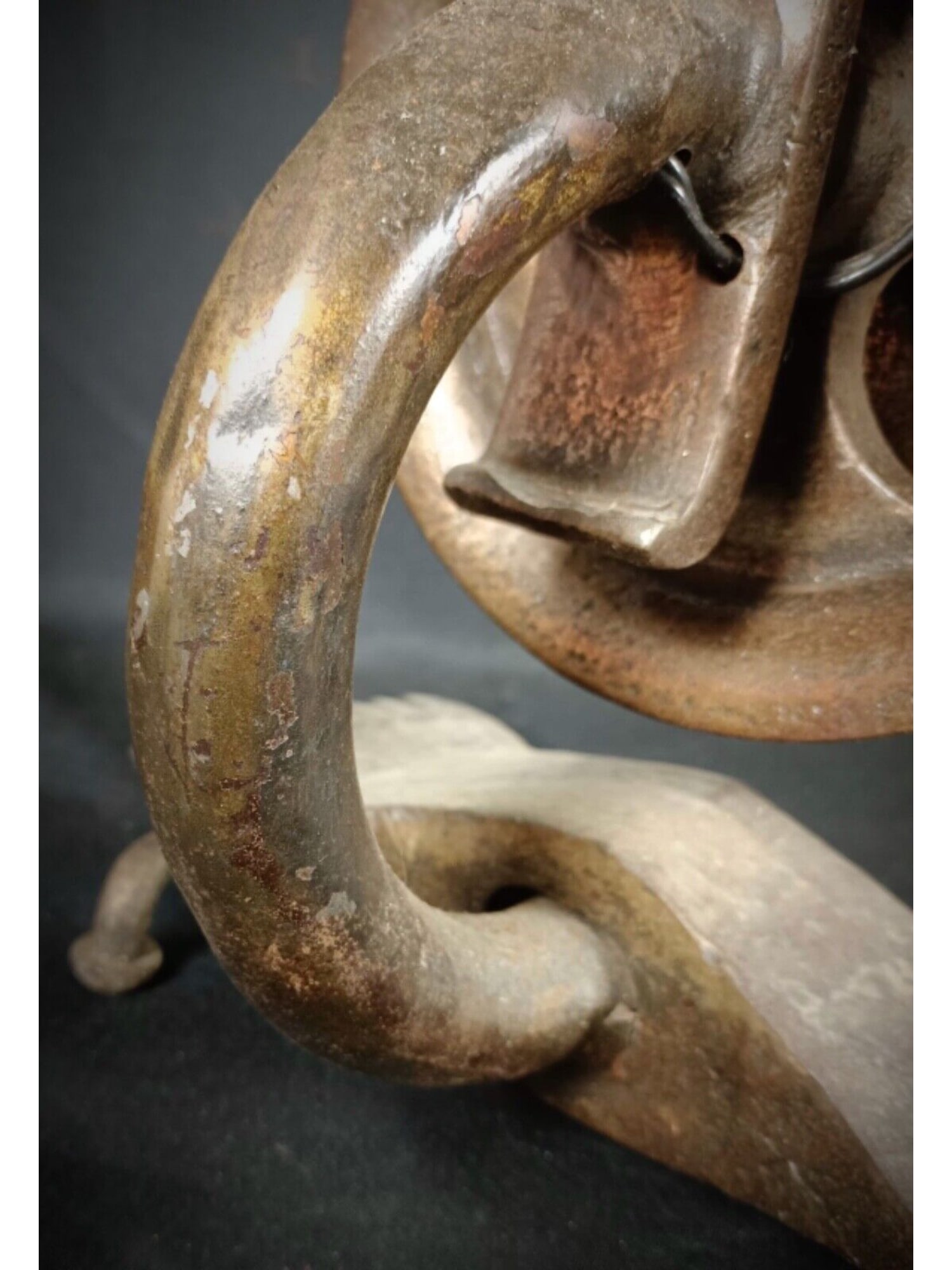 Vintage 20th Century Metal Lampshade Base with Functional Pulley - 1940s - 6