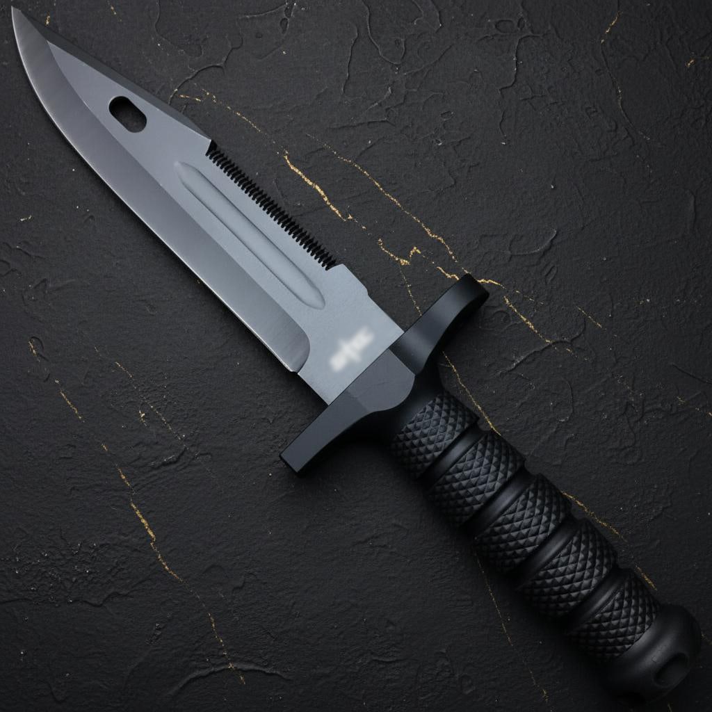 Tactical Survival Bowie Knife 12" Black Fixed Blade 440 Stainless Steel with Sheath - 2