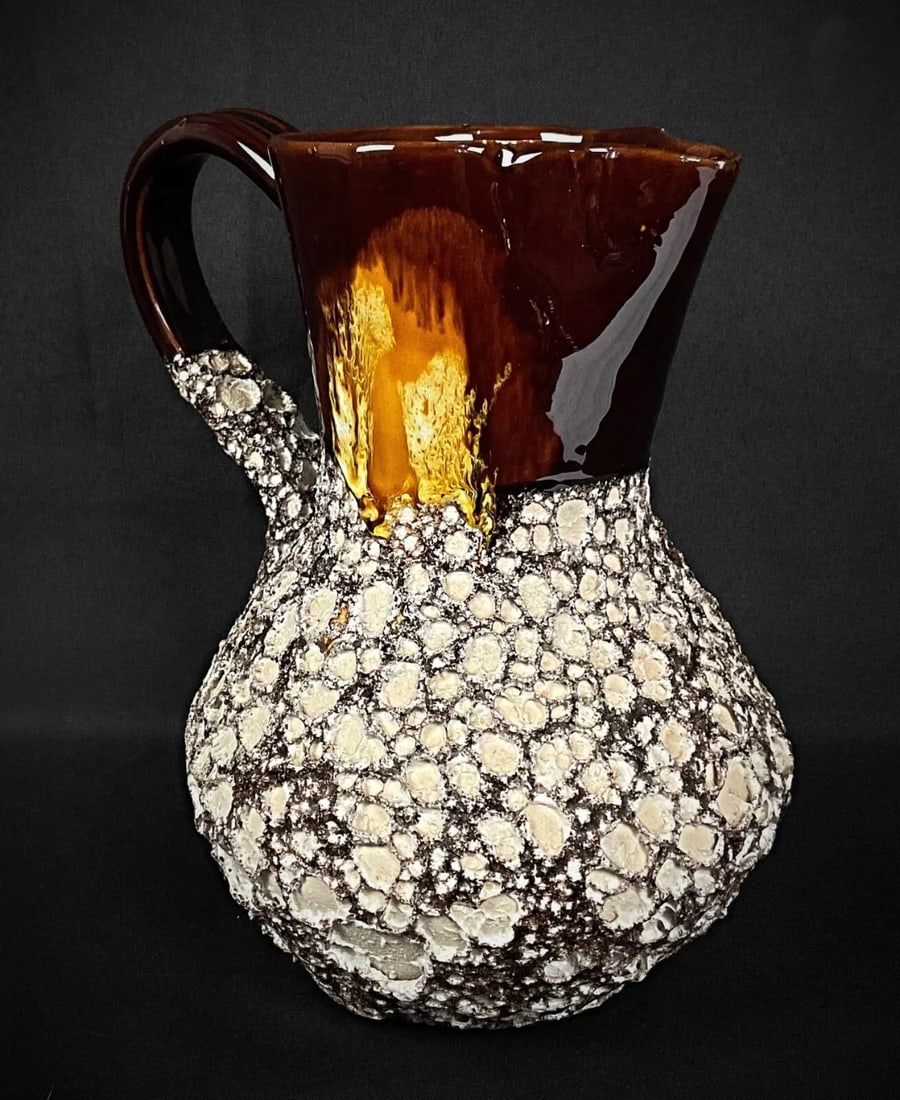 Beautiful Speckled Ceramic Pitcher in Vallauris Style - 11