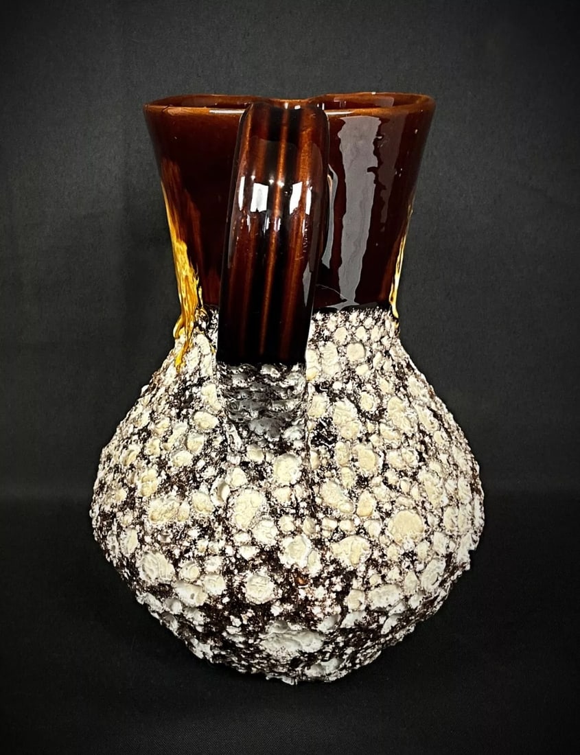 Beautiful Speckled Ceramic Pitcher in Vallauris Style - 5