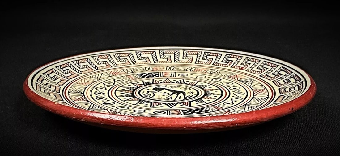 Charming Handmade Rhodes Museum Replica Plate in 750 B.C. Geometric - 3