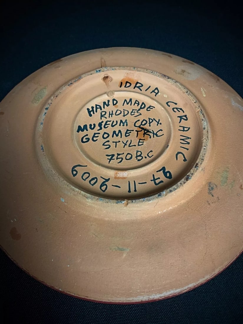 Charming Handmade Rhodes Museum Replica Plate in 750 B.C. Geometric - 7