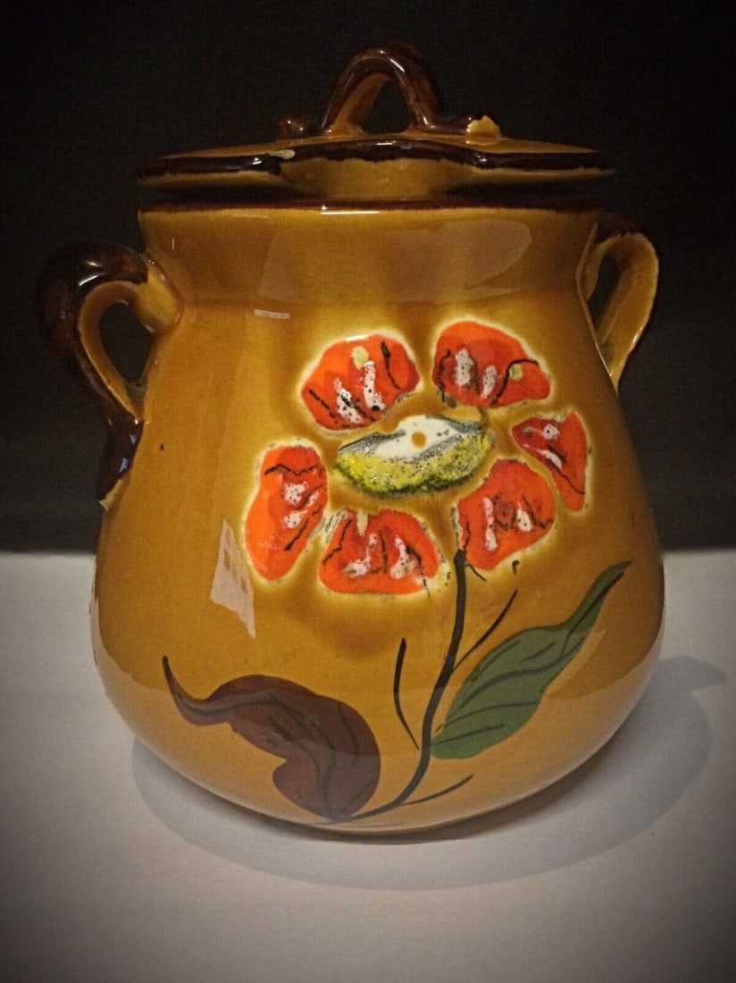 Antique Faience Pot with Handle and Floral Decoration - 2