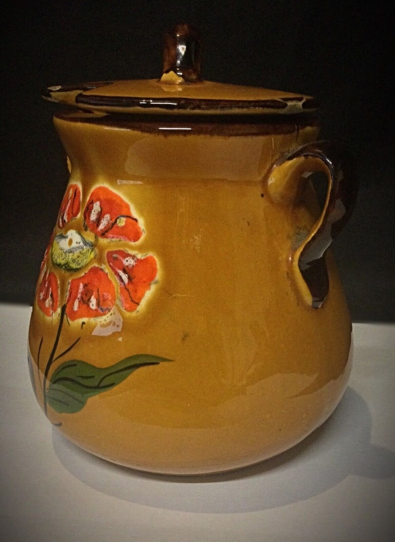 Antique Faience Pot with Handle and Floral Decoration - 3