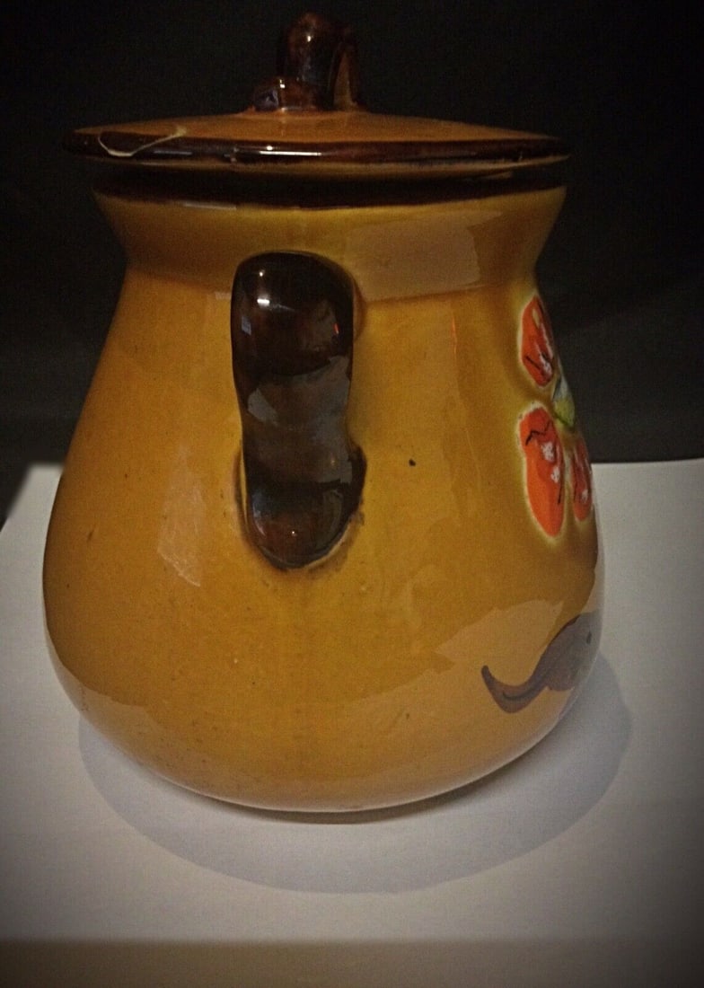 Antique Faience Pot with Handle and Floral Decoration - 6