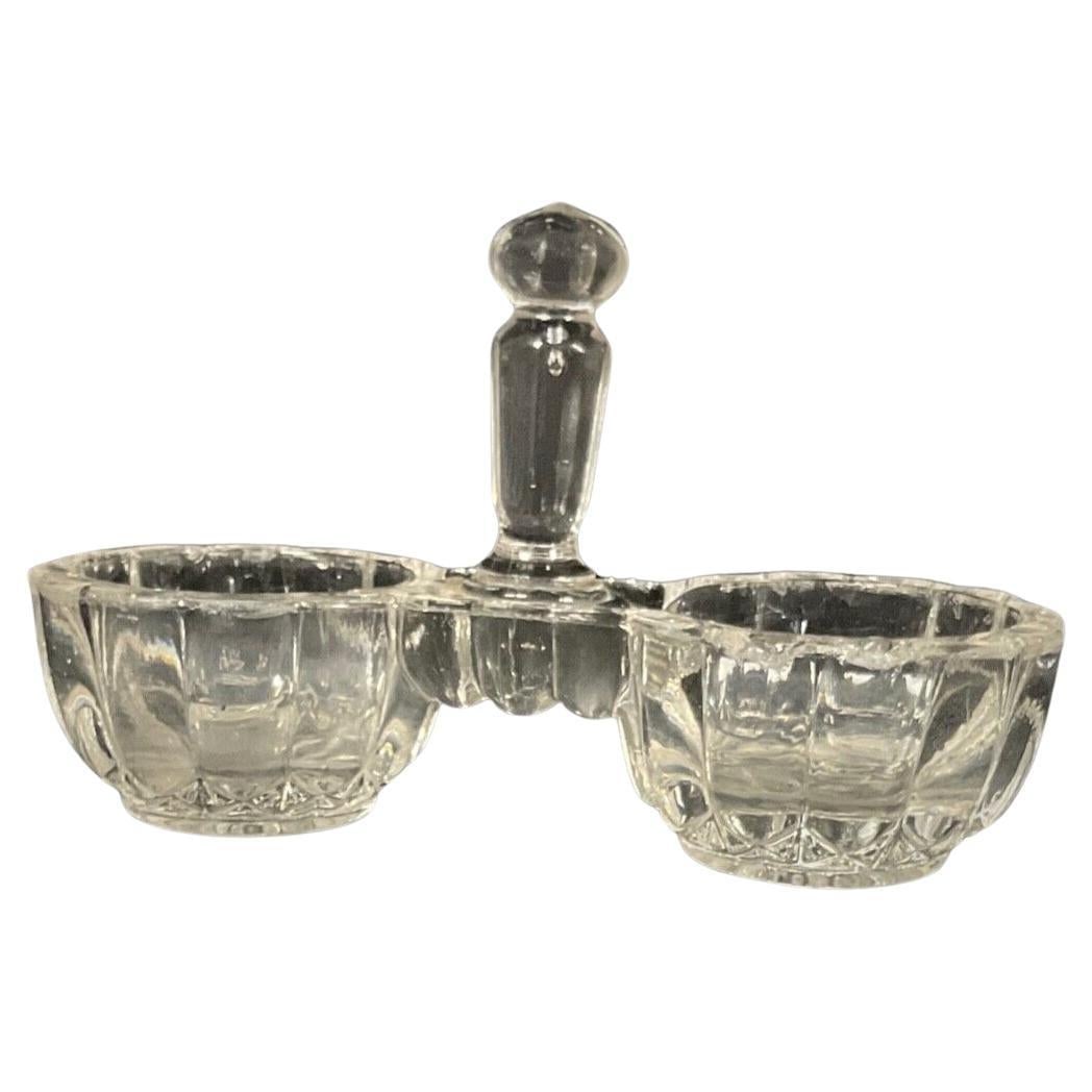 Vintage 20th-Century French Engraved Glass Salt Cellar Set (1 of 6)
