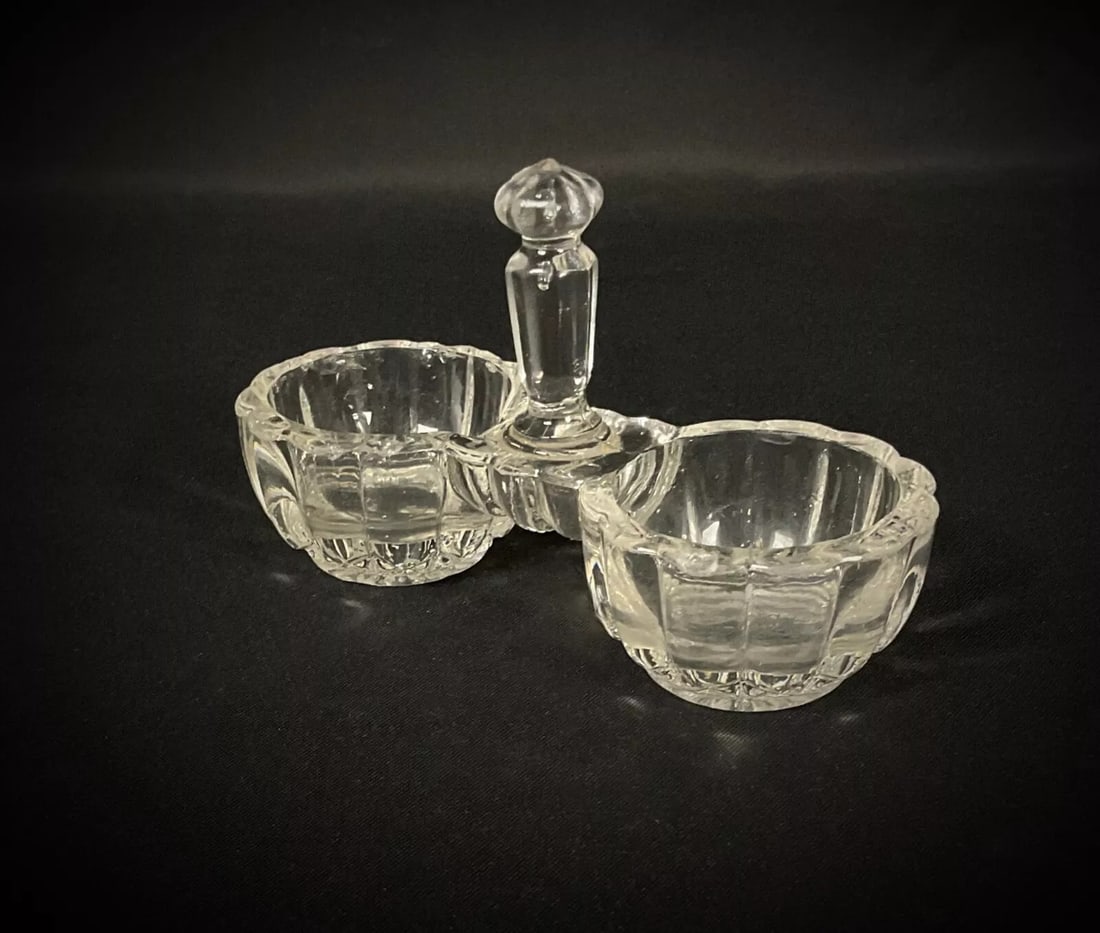 Vintage 20th-Century French Engraved Glass Salt Cellar Set - 5