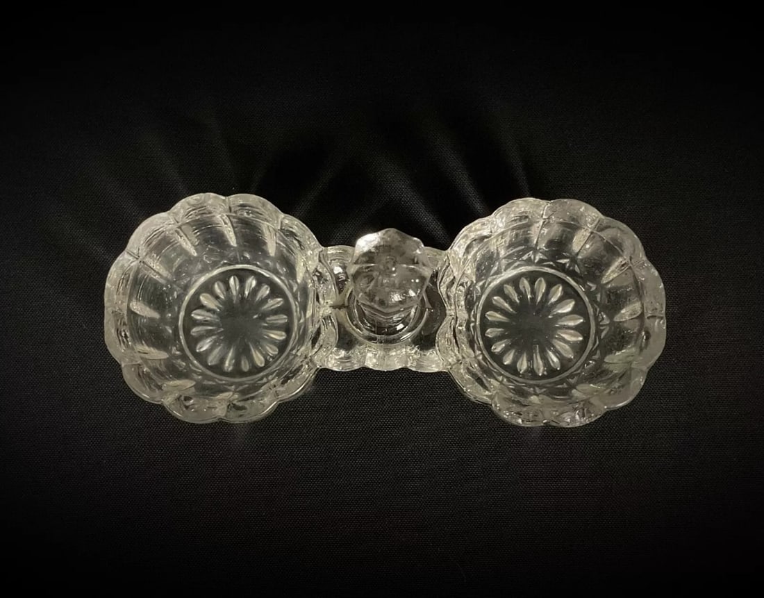 Vintage 20th-Century French Engraved Glass Salt Cellar Set - 6