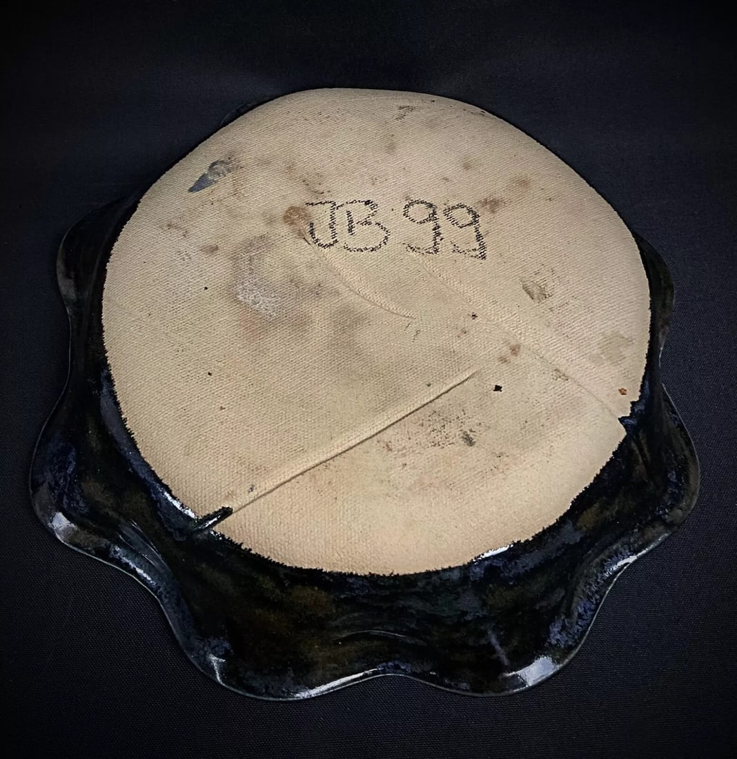 Vintage 20th Century Blue and Black Ceramic Catchall Dish - 6