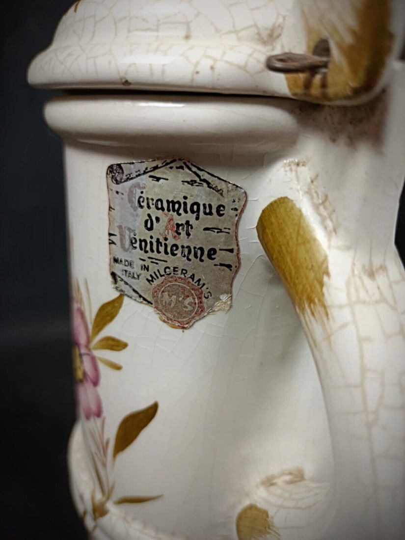 Antique 20th Century Venetian-Style Decorative Ceramic Teapot - 3