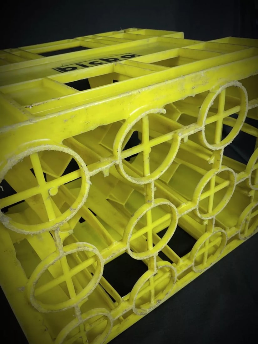 Vintage Yellow "Bicbo" Bottle Crate – Holds Up to 12 Bottles - 5