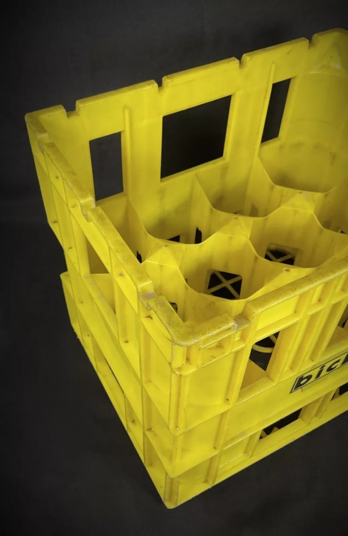 Vintage Yellow "Bicbo" Bottle Crate – Holds Up to 12 Bottles - 6