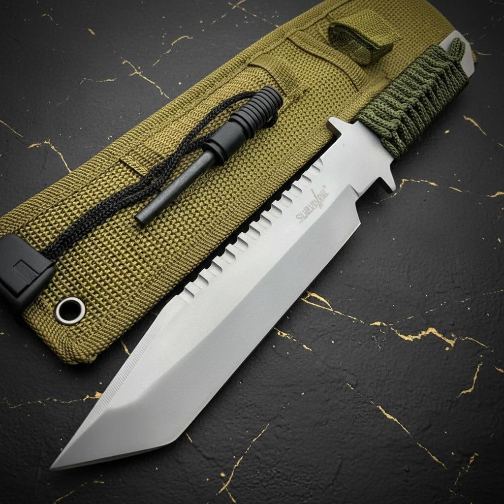 Full Tang Bowie Survival Knife 11" Fixed Blade Tactical Military Set with Firestarter (1 of 4)