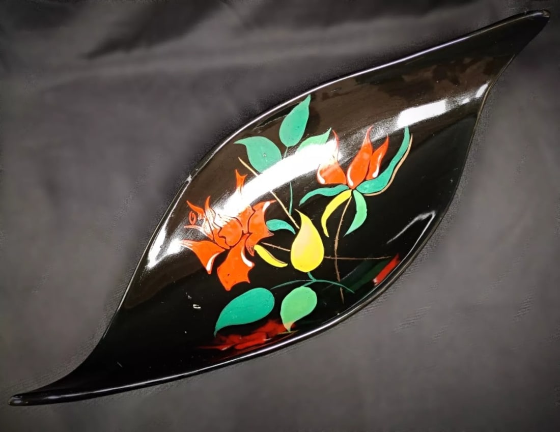 Vintage 1950 Longwy Bagatelle Hand-Painted Floral Platter/Tray - 2