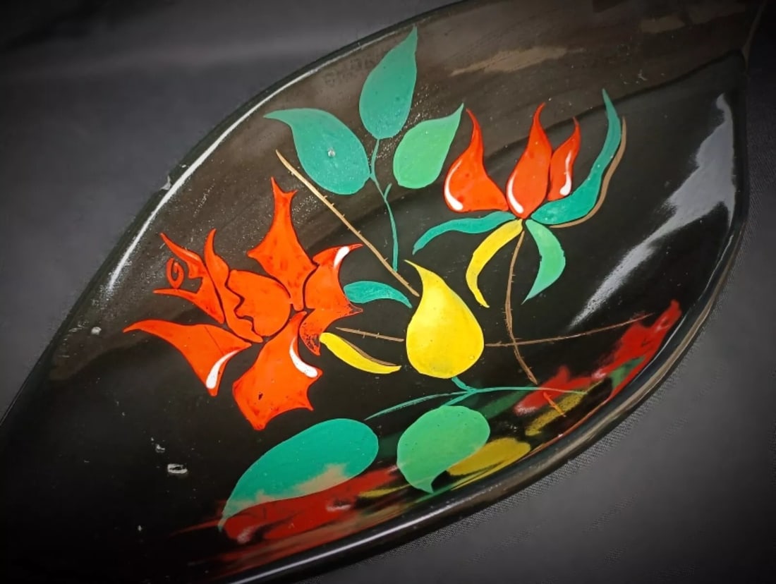 Vintage 1950 Longwy Bagatelle Hand-Painted Floral Platter/Tray - 5