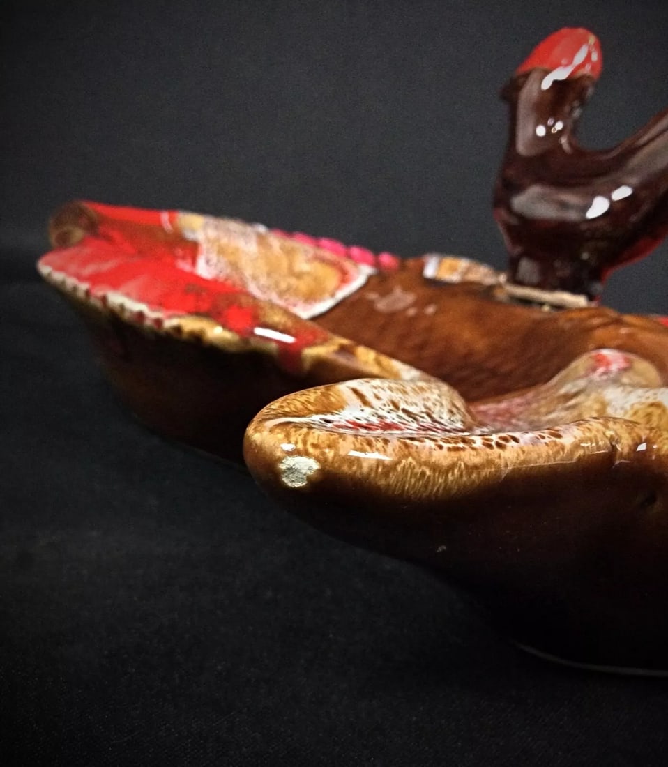 Beautiful Vallauris Compartmentalized Appetizer Dish – Fish and Rooster - 6