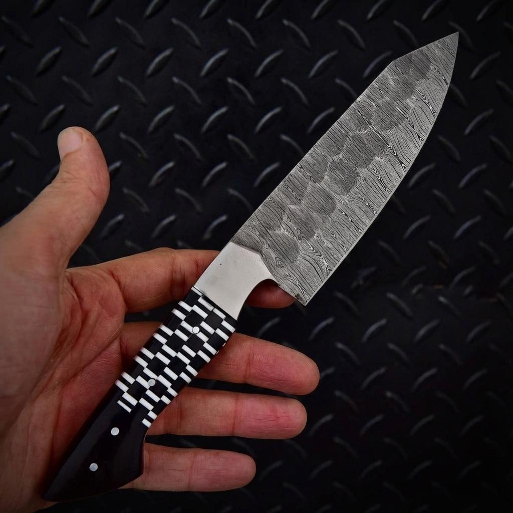 Hand Forged Damascus Steel Chef Knife Set 5-Piece with Olive Wood Handles - 3