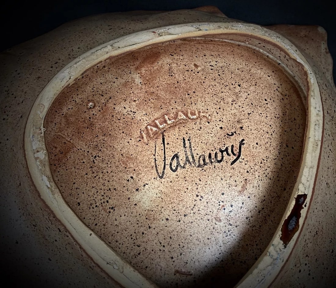 Vintage 20th Century Vallauris Floral Ceramic Catchall Bowl - 8