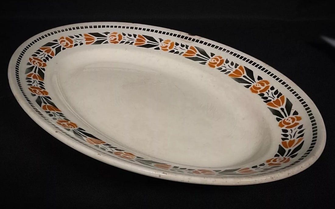 Vintage Art Deco Oval Platter by Badonviller, "Denise" Model, France - 4