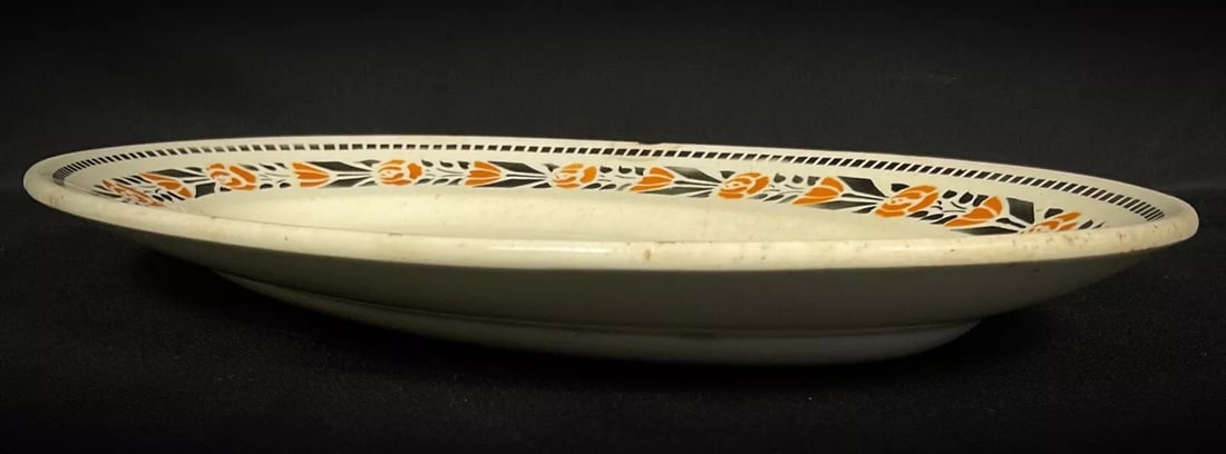 Vintage Art Deco Oval Platter by Badonviller, "Denise" Model, France - 5