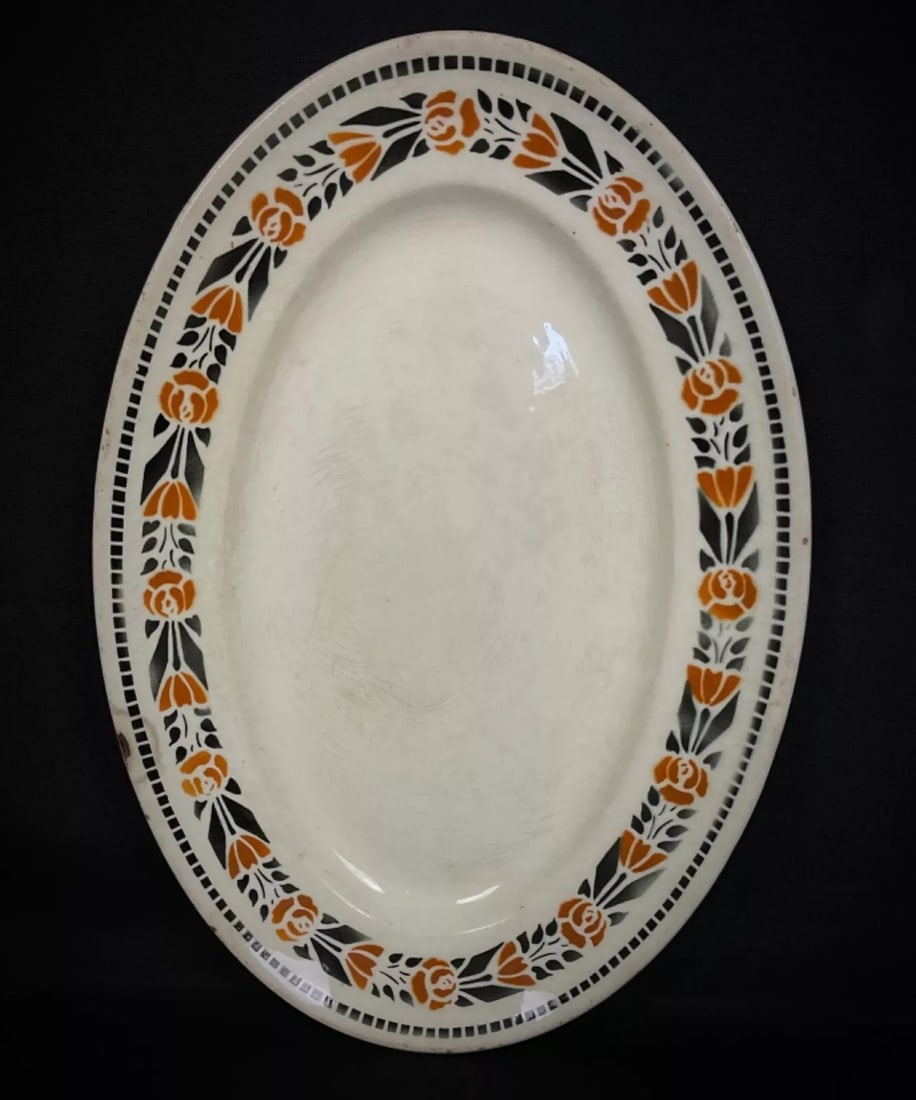 Vintage Art Deco Oval Platter by Badonviller, "Denise" Model, France - 8