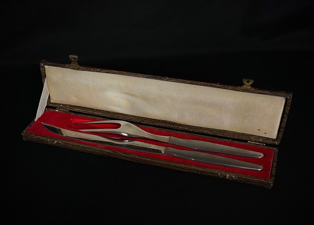 Rare Sabatier Trumpet Stainless Steel Cutlery Set in Box – 3 Pieces - 2
