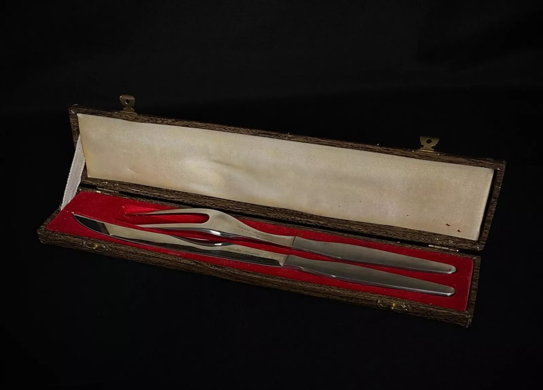 Rare Sabatier Trumpet Stainless Steel Cutlery Set in Box – 3 Pieces - 9