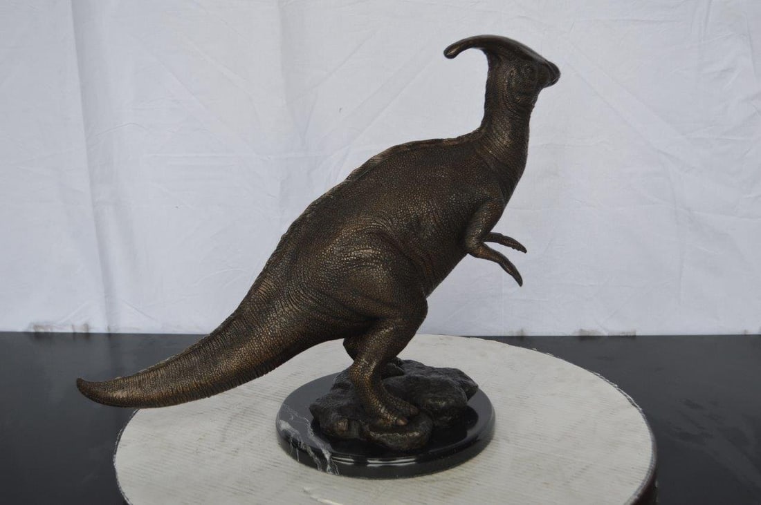 Parasaur Dinosaur Bronze Statue - Size: 11"L x 23"W x 18"H. - 10